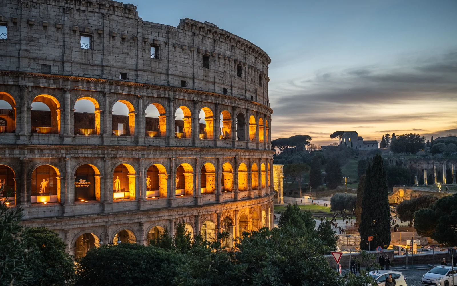The Colosseum in Rome lit by the late-afternoon sun
